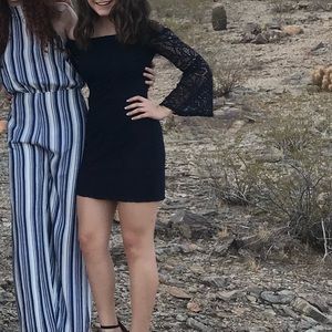 Speechless Navy Lace Off the Shoulder Mini Dress